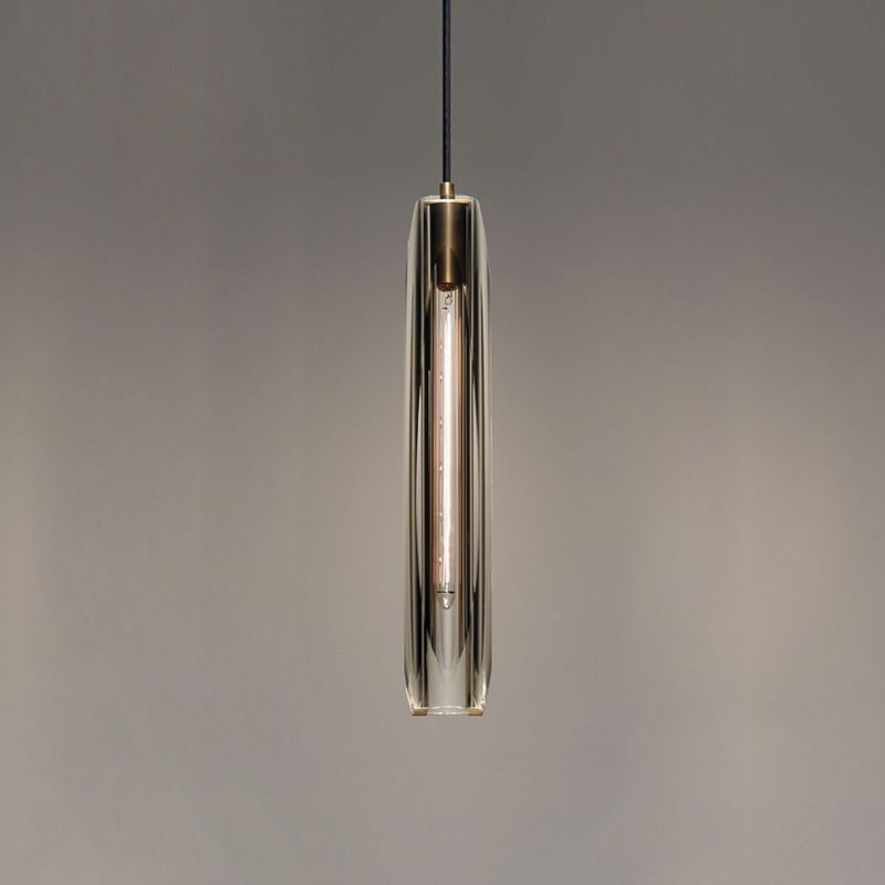Crystal Cylindrical Pendant Light in Modern Luxury Style Copper Hanging Lamp for Dining Room
