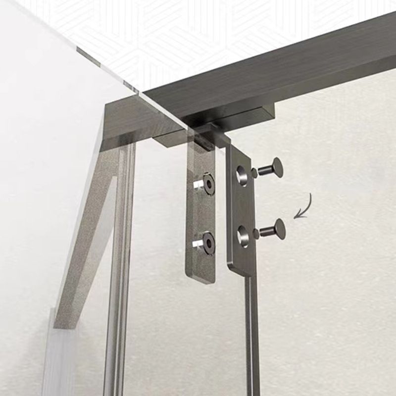 Transparent Pivot Shower Bath Door Silver and Black Frame Shower Door