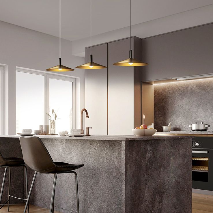 Flared Dinning Room Hanging Ceiling Light Metal Nordic Down Lighting Pendant in Coppery