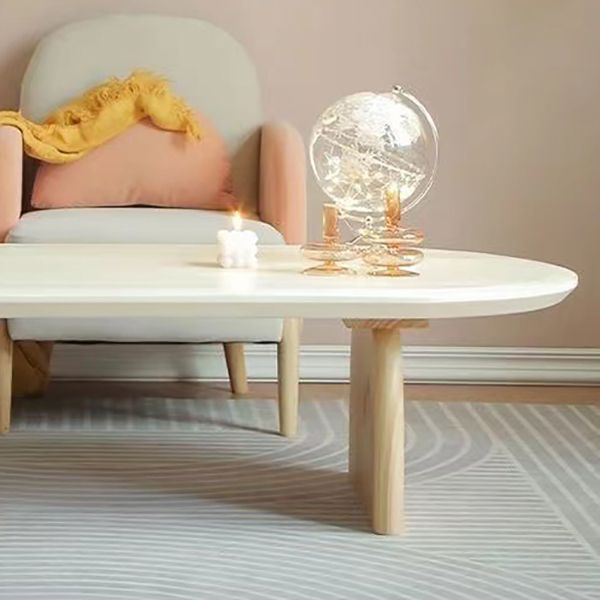 Solid Wood Oval Side Table Modern Living Room End Table with 2 Legs