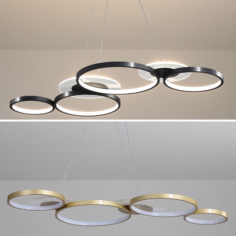 Wrought Iron LED Hanging Lamp in Modern Creative Style Acrylic Linear Pendant Light for Interior Spaces