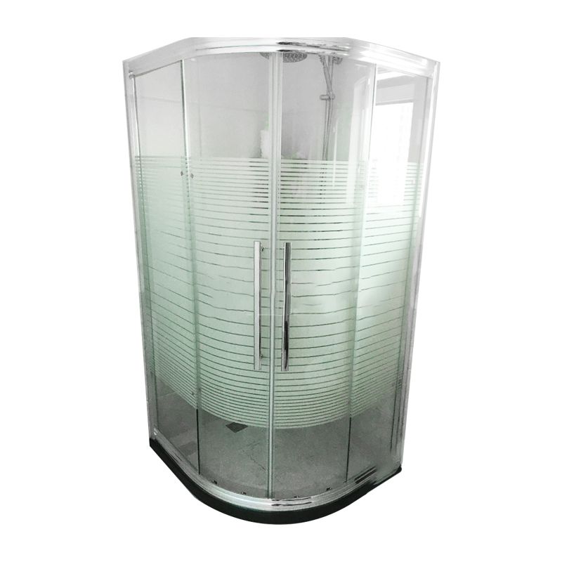 Rounded Framed Shower Enclosure Tempered Glass Double Sliding Shower Kit