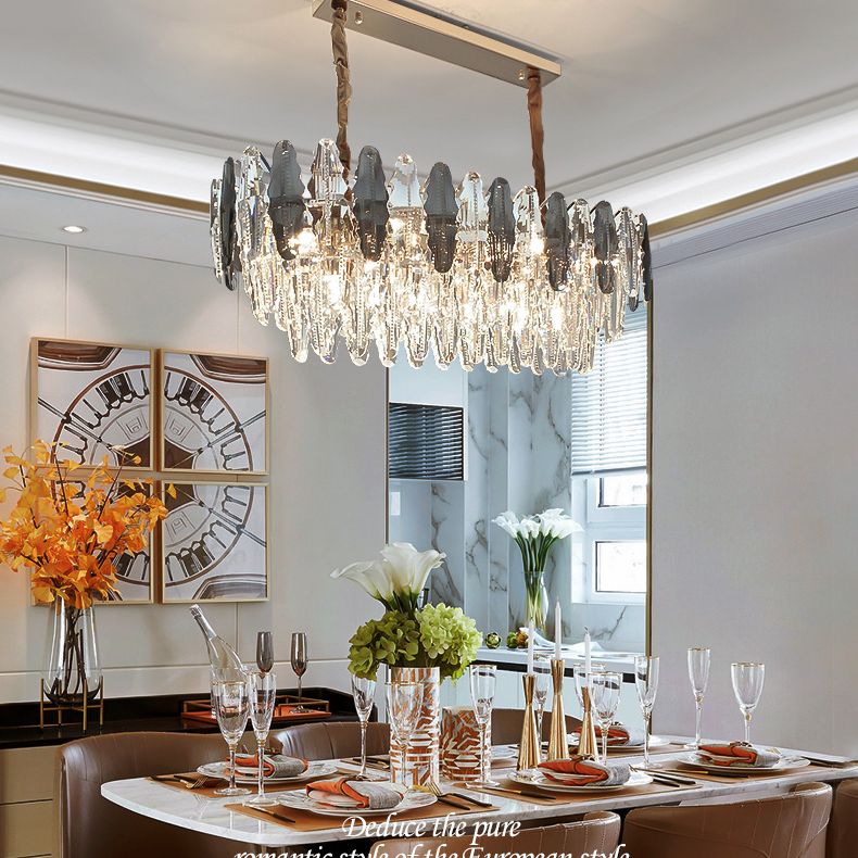 Luz de la isla de cristal sombreada lámpara de lámpara de lámpara de estilo moderno en transparente