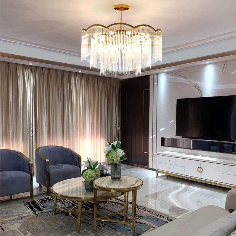 Postmodern Chandelier Lighting with Clear Glass Shape Pendant Lamp for Living Room