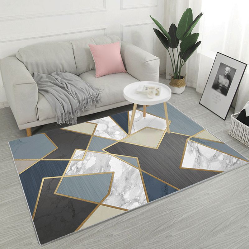 Marble Print Indoor Rug Abstract Carpet Polyester Washable Rug for Living Room