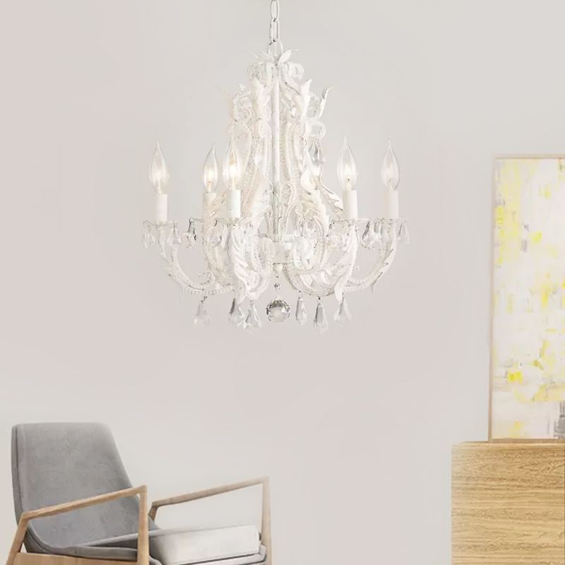 Grey/White Spur Chandelier Modern 5/6 Heads Crystal Ceiling Pendant Light for Living Room