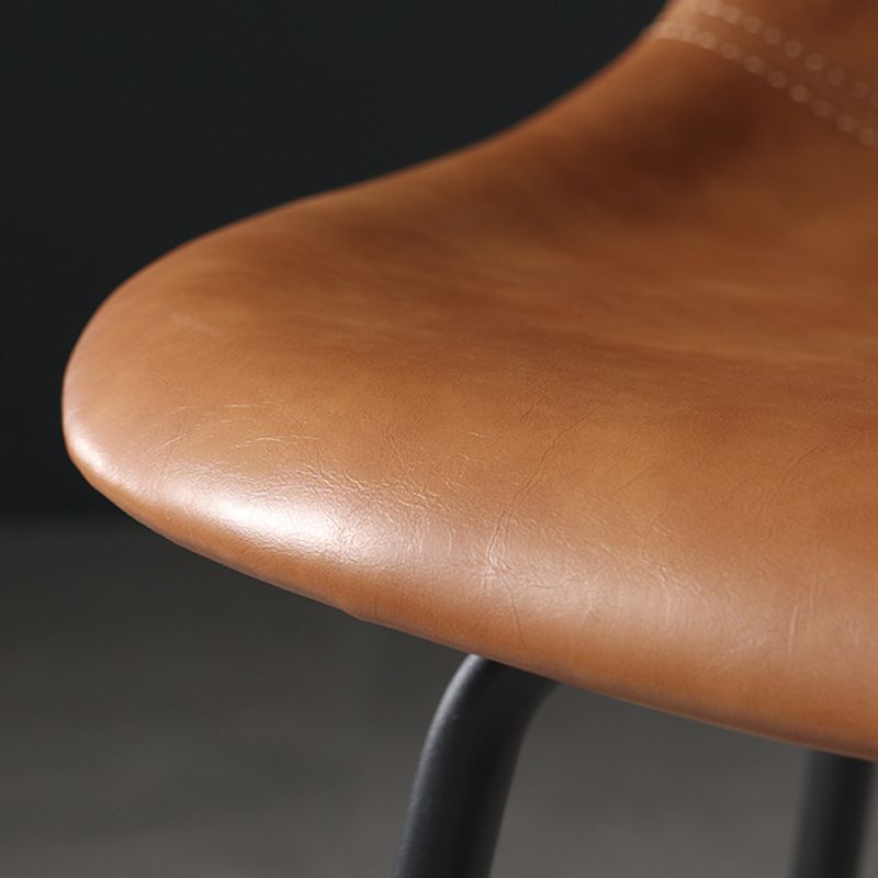 Faux Leather Dining Stools Contemporary Armless Bar Stools with Metal Base