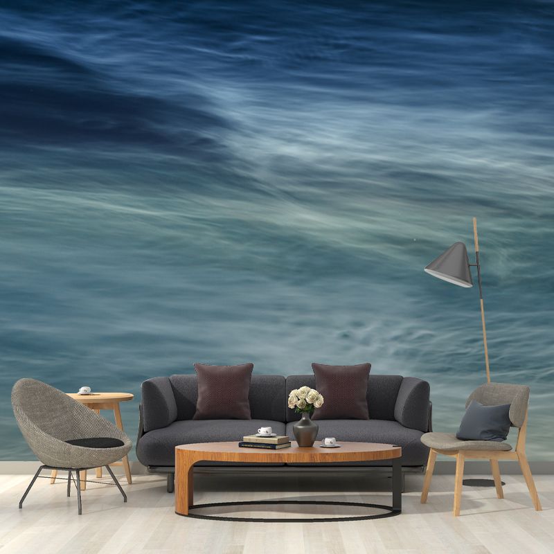 Aqua Waves Printed Wallpaper Mural Moisture Resistant Wall Decoration for Bedroom