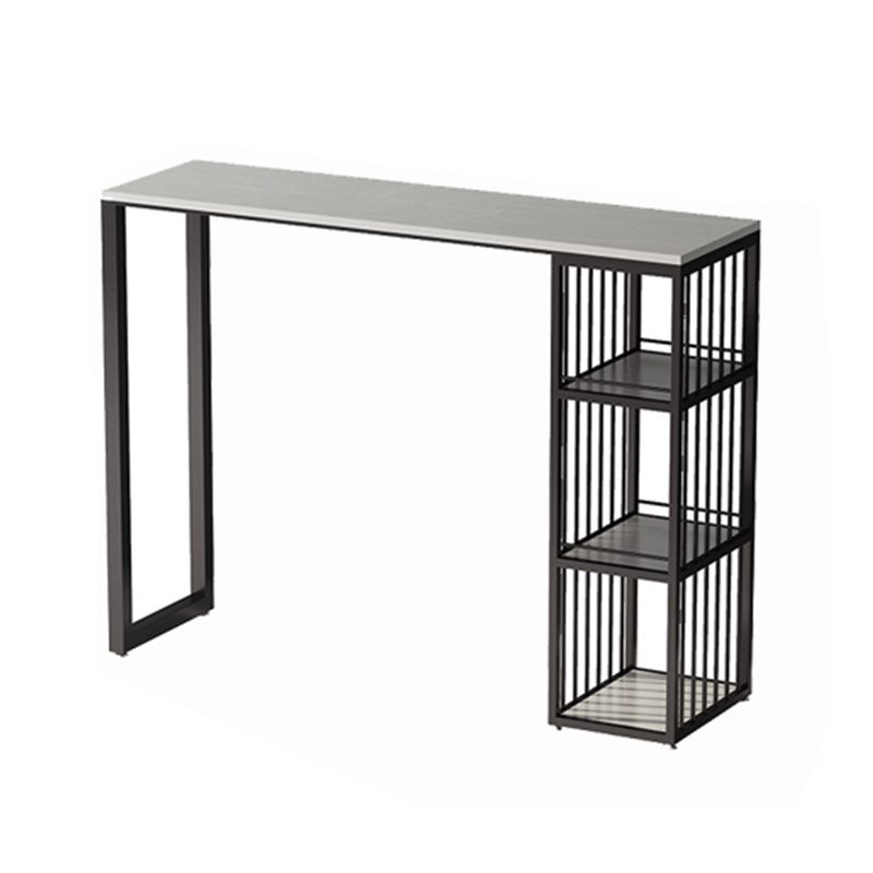 Rectangle Bar Pub Table Set 1/3 Pcs Black Iron Frame Bar Table and Upholstered Stools