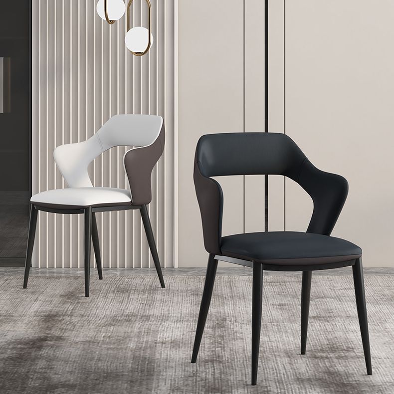Modern Style Faux Leather Dining Side Chairs Open Back Dining Side Chair