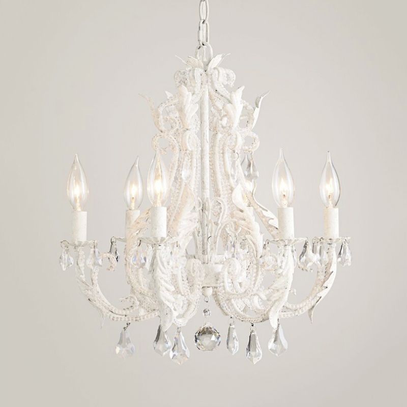 Grey/White Spur Chandelier Modern 5/6 Heads Crystal Ceiling Pendant Light for Living Room