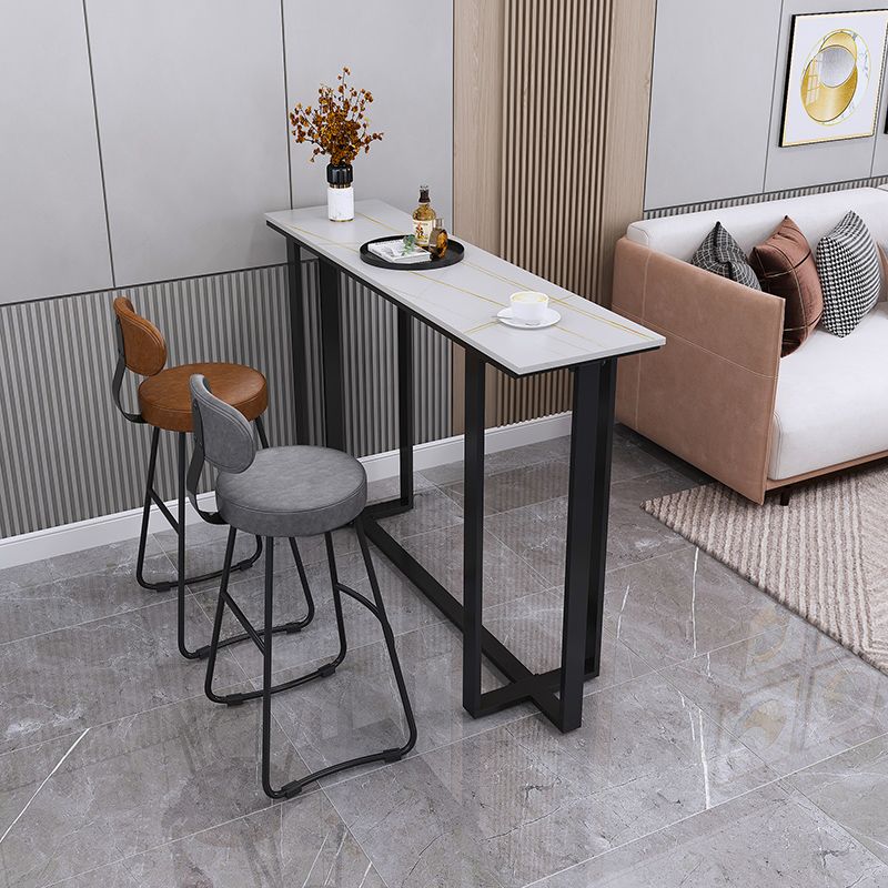 Modern Style Stone Bar Dining Table Rectangle Bar Table in White