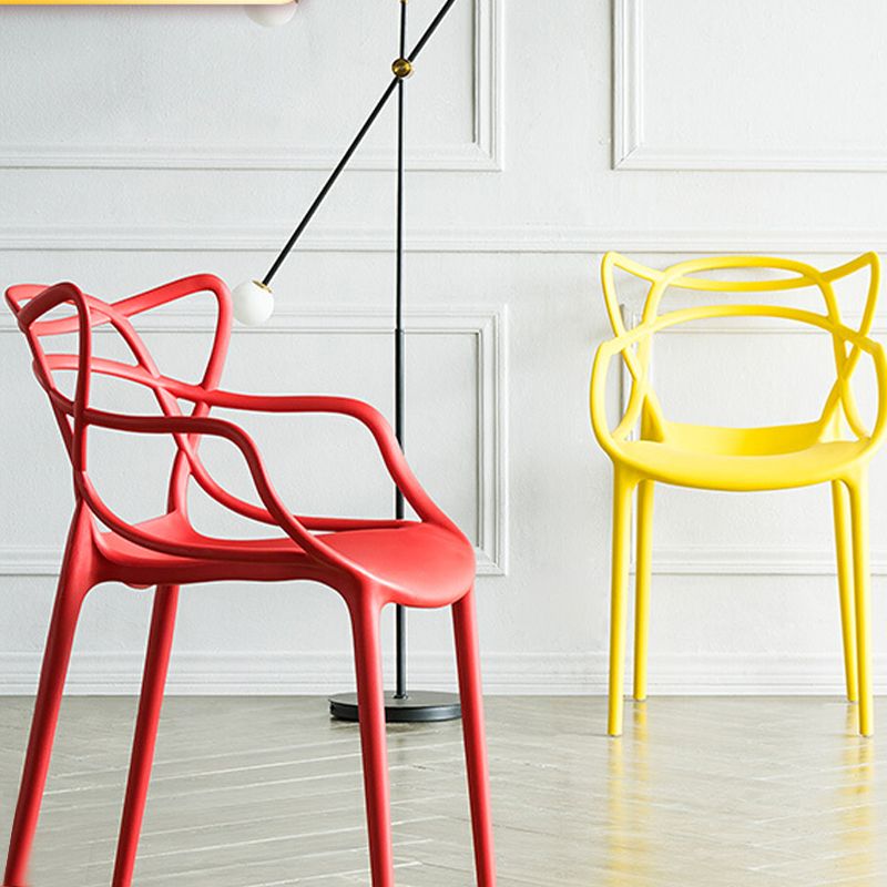 Contemporary Style Dining Chairs Plastic Dining Arm Chairs for Kitchen