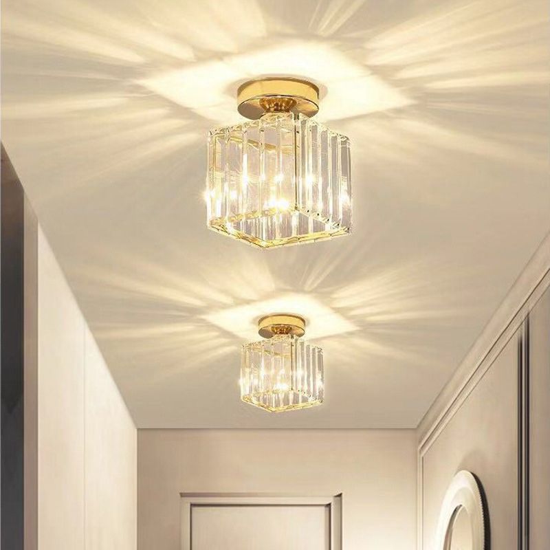 Crystal Geometric Flush Mount Lights Contemporary Style 1 Light Flush Mount Fixture