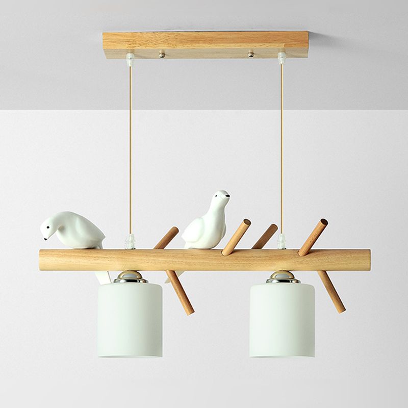 Hedendaags eilandlampen Cilinder Island Lights White Glass voor kookeiland