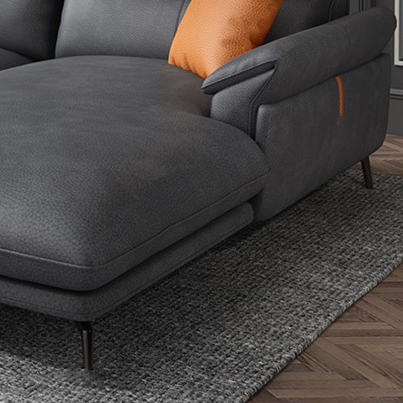 Modernism Flared Arm Sectional 4-Seater Faux Leather Sectional