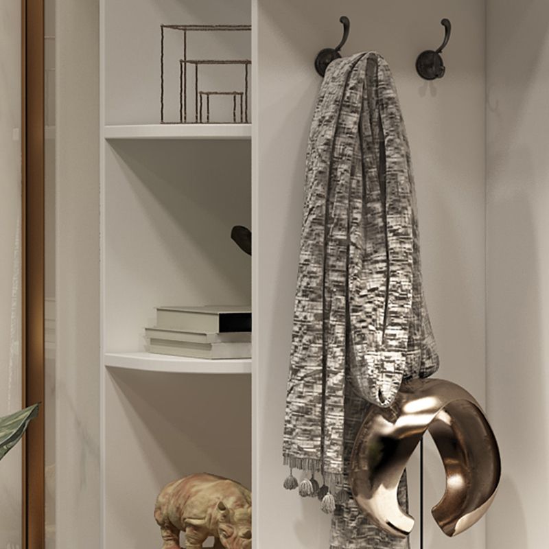 Contemporary White Wardrobe Armoire Engineered Wood Wardrobe with Sliding Door