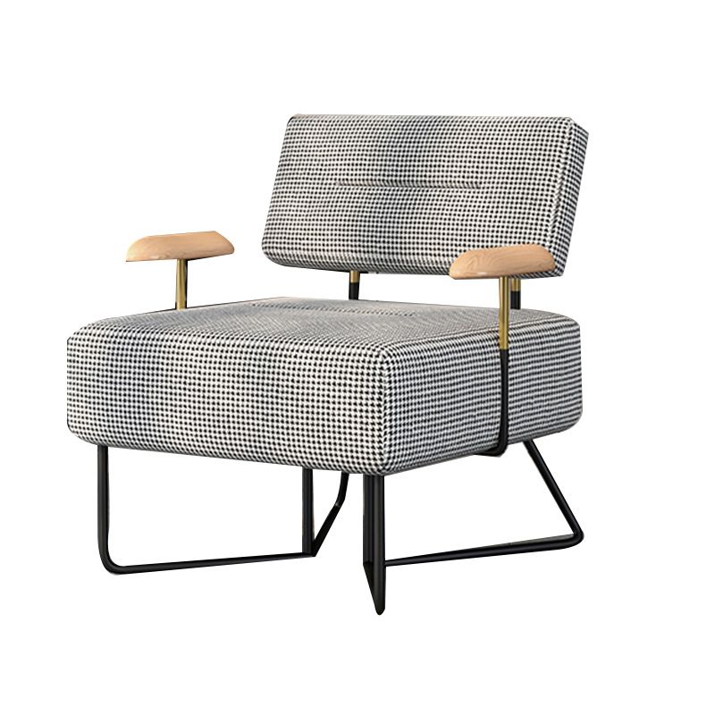 Industrial Arm Chair Houndstooth with Fabric Seat Cross Fixed Back Armchair