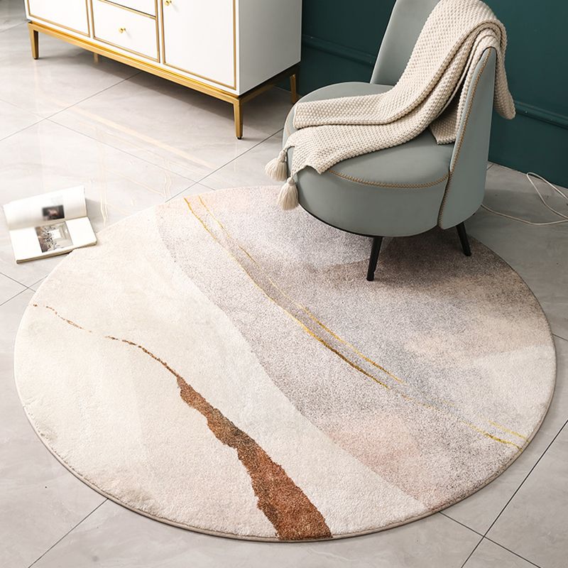 Beige Modern Area Rug Polyester Geometric Print Rug Anti-Slip Washable Rug for Living Room