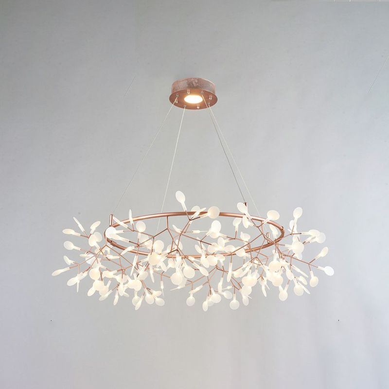 Metal Branch Shape Chandelier Postmodern Fireflies Hanging Lamp for Restaurant