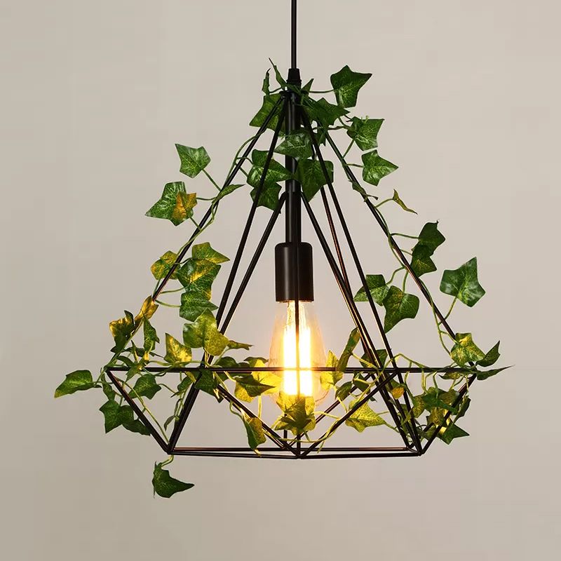 1 Kopfmetall Deckenleuchte Antique Black Diamond Restaurant Led Lighting Anhänger mit Pflanze, 10 "/15"/18 "W.