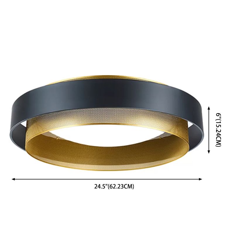Minimalist Circular LED Flush Mount Metal Bedroom Ceiling Mount Light with Domed Diffuser and Mesh Screen