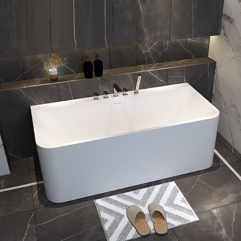 Stone Soaking Tub Antique Finish Rectangular Back to Wall Bath