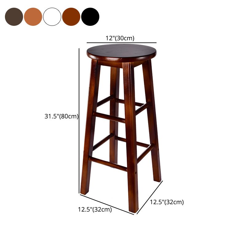 Taburete de bar moderno sin brazos con respaldo, taburete de bar de madera con asiento y pedal de madera
