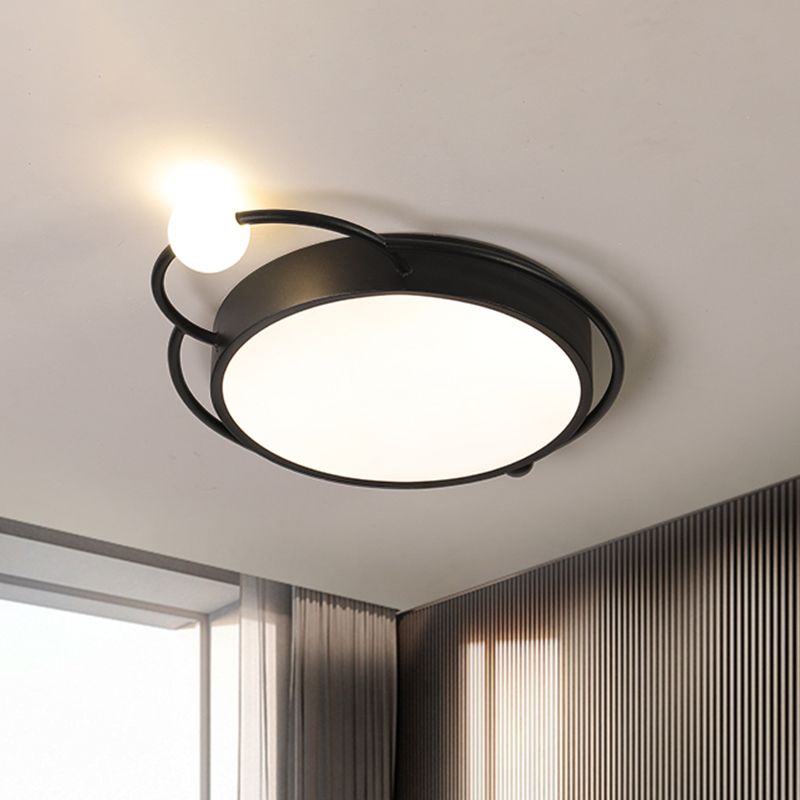 Iron Rounded Flush Light Fixture Modernist 17"/20.5" Wide LED Flush Mount Lamp in Black/Gold, Warm/White Light