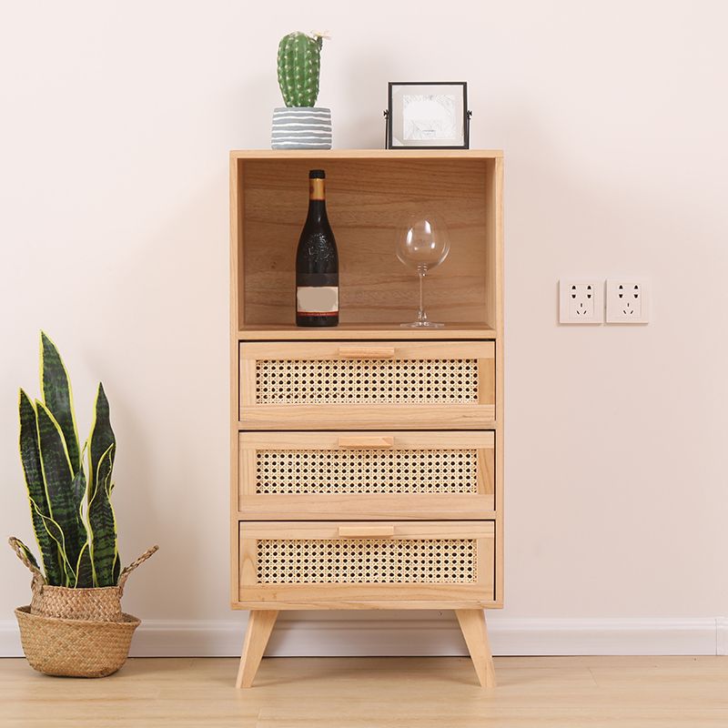 Wicker Rattan Accent Cabinet Bar Pulls Handle Design Storage Cabinet