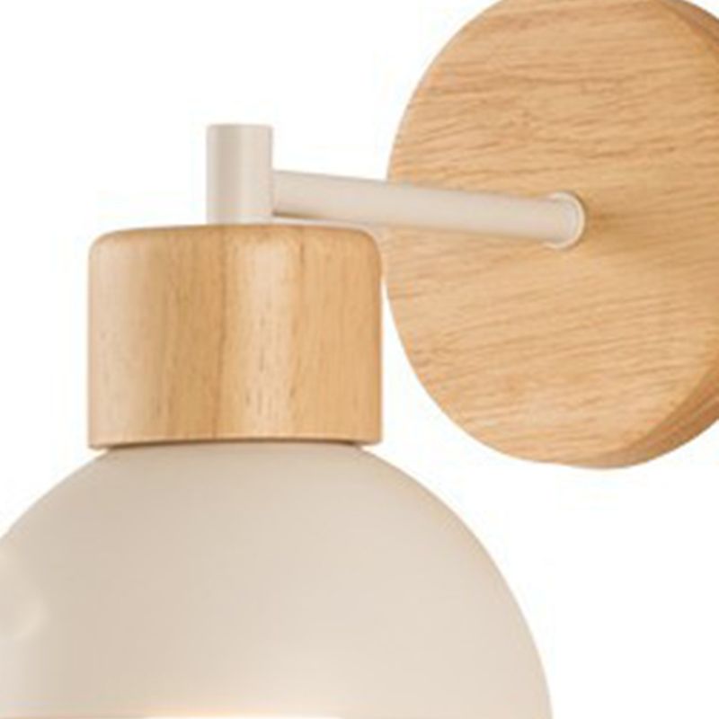 Lámpara de pared de madera hemi en el estilo conciso moderno luz de pared de hierro forjado para dormitorio
