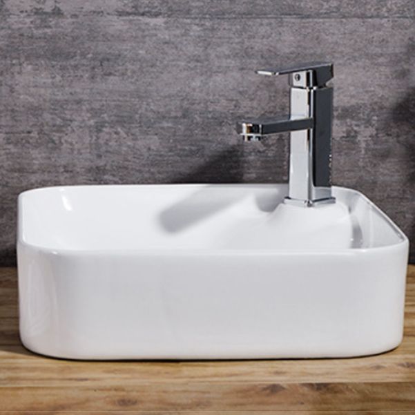 Modern Bathroom Sink Solid Color Porcelain Vessel Bathroom Sink