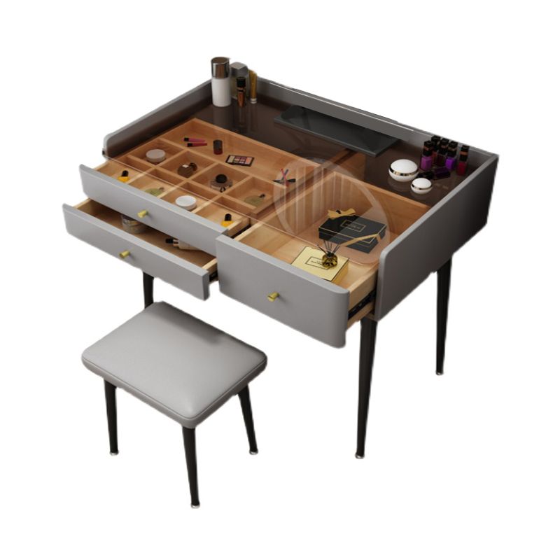 Modern Solid Wood Vanity Dressing Table 3 Drawer Makeup Vanity Set