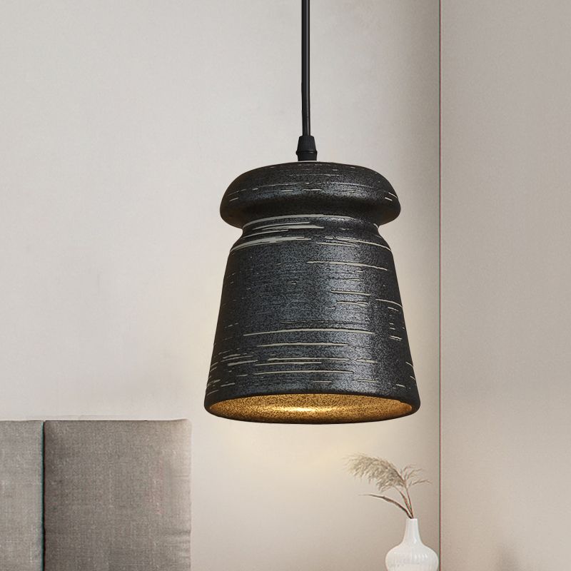 1-Kopf-Zylinder/Urne hängende Anhänger Industrial Style Schwarz Keramik-Federung Licht für das Restaurant