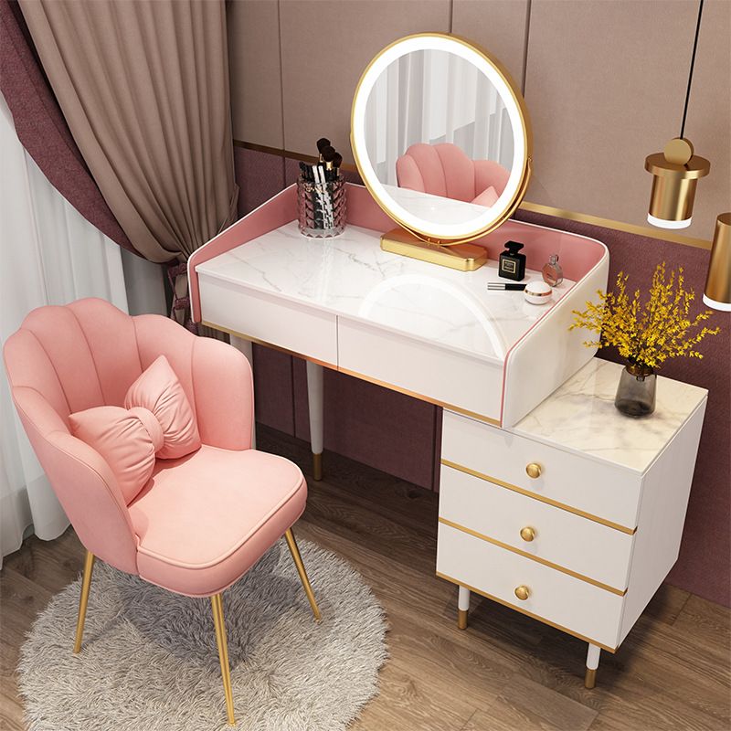 Glam Vanity Table Stone Top 15.75" W Makeup Desk with Drawers