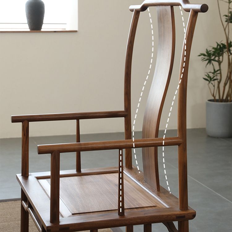 Solid Wood Dining Chair Traditional High Back Dining Chair with Cushion