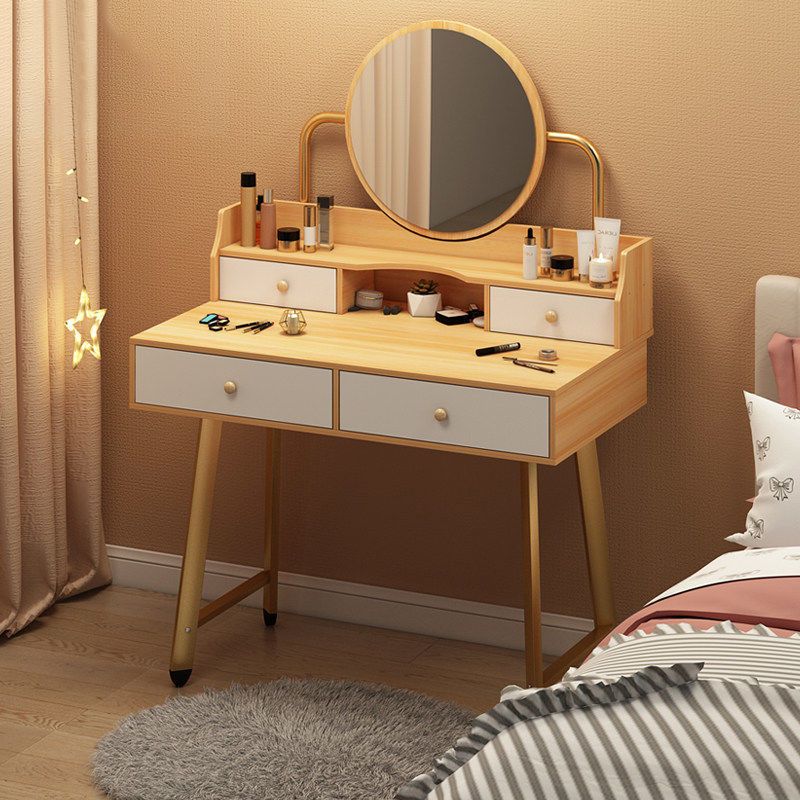 Scandinavian Wooden Dressing Table Mirror Make-up Vanity with Drawers