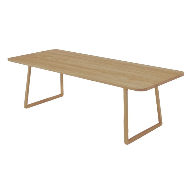 Rectangle Wood Color Dining Table Solid Wood Table Minimalist with Double Pedestal