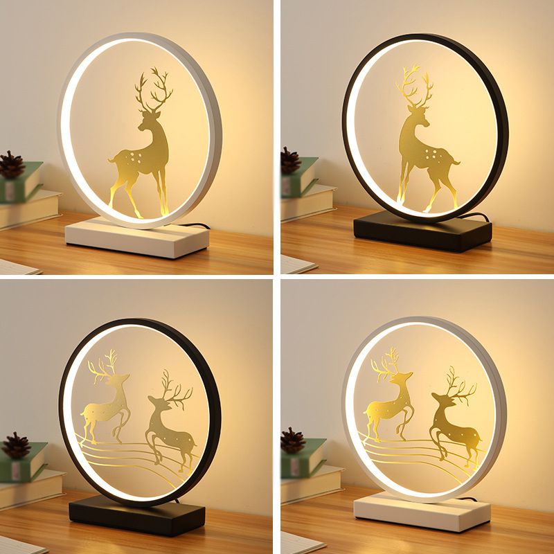 Modern Style Circle Shape Table Light Metal 1 Light Nightstand Lamps for Bedroom