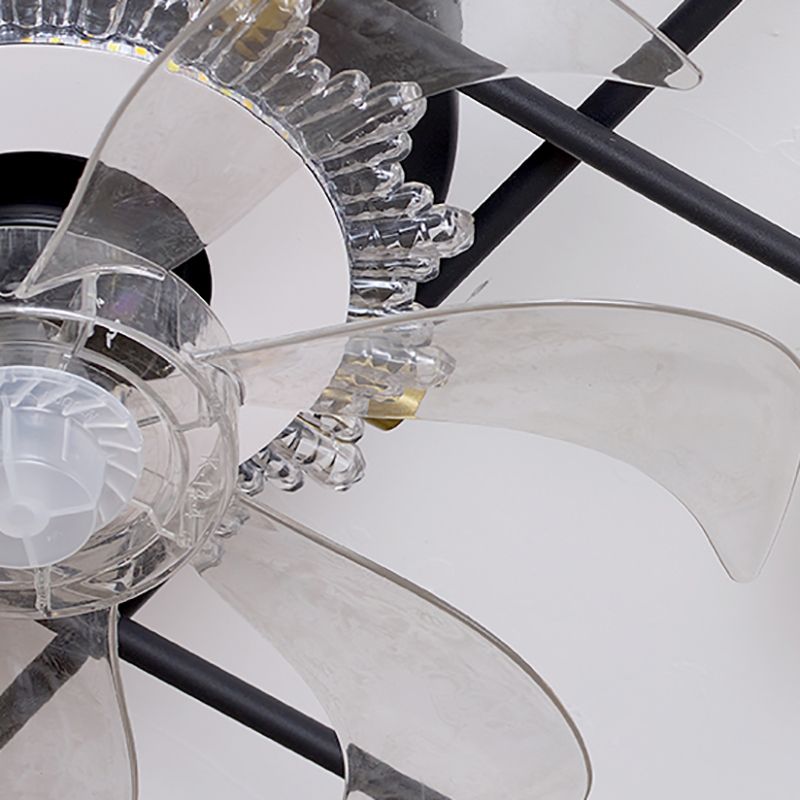 Nordic Style Iron Ceiling Fan Lamp Geometry 6 Gears LED Ceiling Fan Light for Bedroom