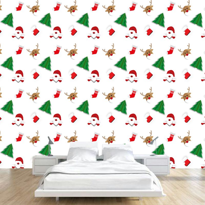 Illustration Stain Resistant Wallpaper Christmas Decorations Living Room Wall Mural