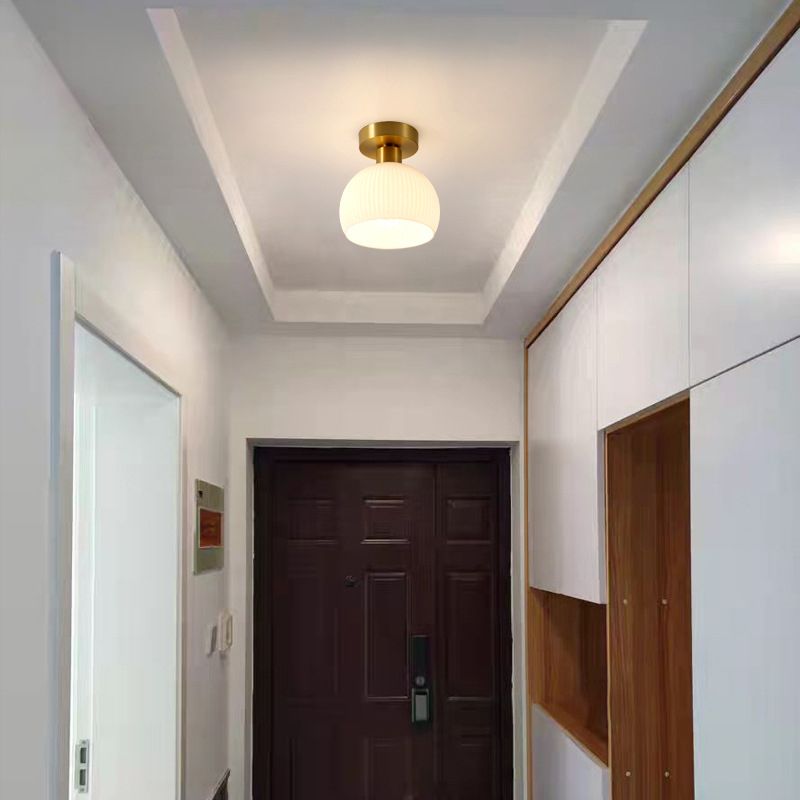 Contemporary Ceiling Lamp Glass Shade Flush Mount Light Fixture