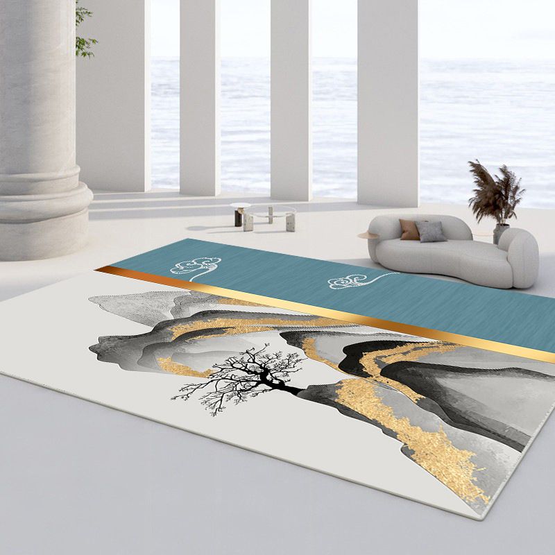 Aprikosen Farbblock Teppich Polyester Moderner Teppich -Waschmaschine für Wohnkultur