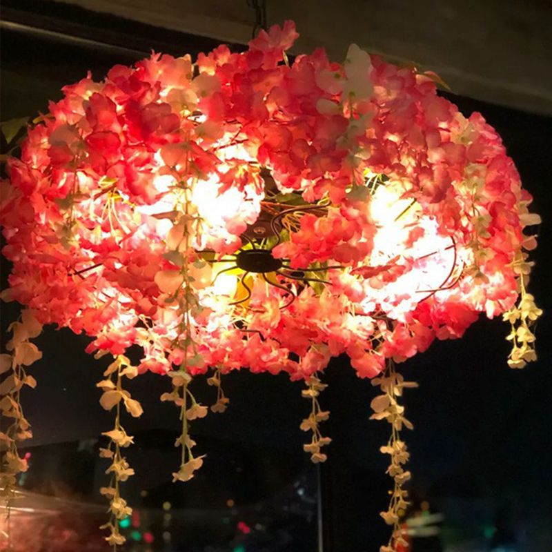 3-Bulb Runde hängende Lampen-Dachboden-Metall-Pendelleuchte mit falschen Blumen für das Restaurant