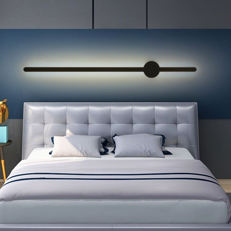 Simplicity Bar Shaped Vanity Lamp Metal Bathroom LED Wall Sconce Light in Black