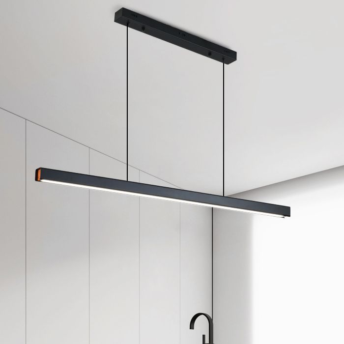 Black Rectangular Pendant Light in Modern Creative Style Acrylic LED Hanging Lamp