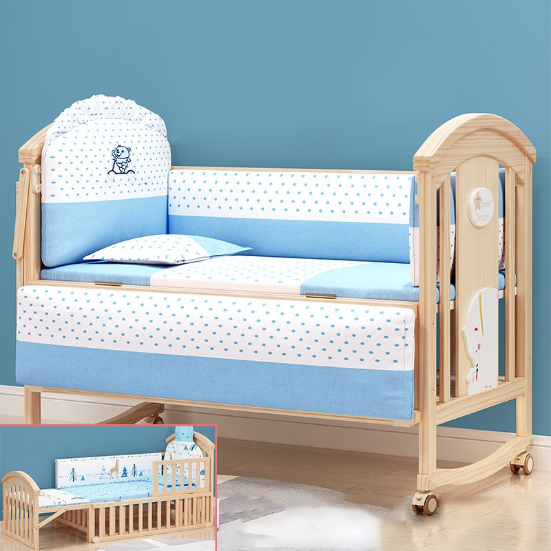 Brown Farmhouse Nursery Crib Pattern Wood Nursery Bed with Storage