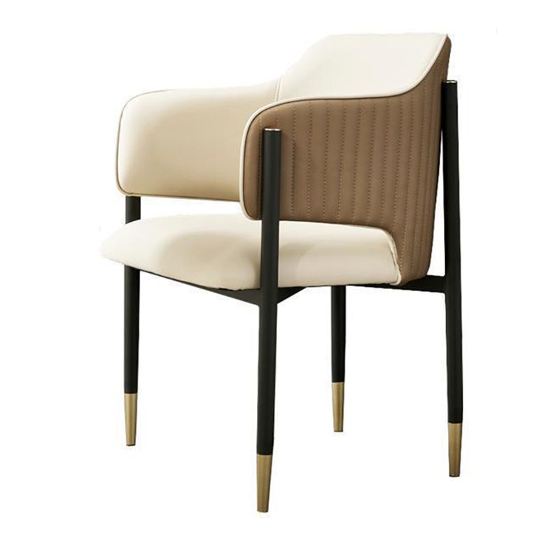 Metal Black Legs Dining Chair Dining Room Arm Chair with Upholstered