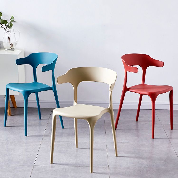 Contemporary Indoor-Outdoor Plastic Open Back Stackable Dining Side Chair