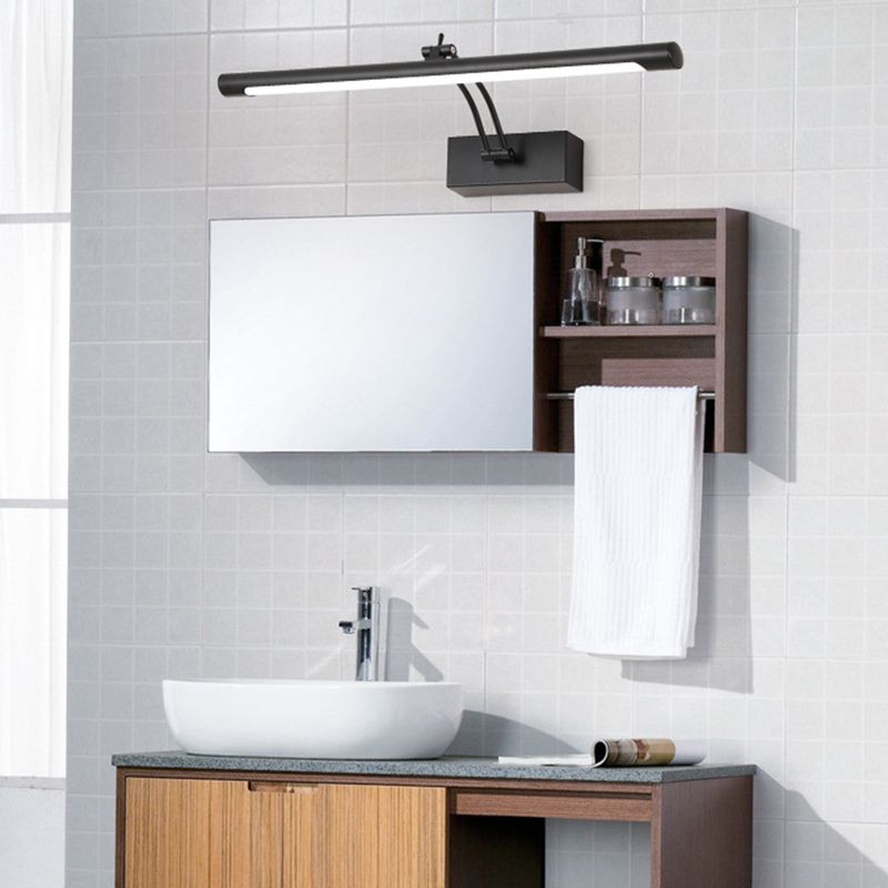 Metal Linear Wall Sconce Modern 1-Light Mirror Wall Mounted Light Fixture in Black Finish